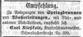 Zeitungsanzeige des Kupferschmiedmeisters <!--LINK'" 0:5-->, Mai 1855