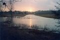 Hochwasser im  im Vordergrund die <a class="mw-selflink selflink">Rednitz</a>, Bildmitte der überflutete . Links Areal um die , im Hintergrund die Hochhäuser an der  und rechts die Häuserzeile an der  im Februar 1981