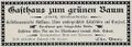 Werbeannonce "zum grünen Baum", Juli 1898