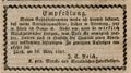 Werbeanzeige von , 1837