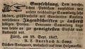 Zeitungsanzeige des Bücherantiquars , September 1847