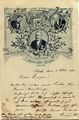 Postkarte zu Ehren Friedrich Ritter v. Langhans, anlässlich seines 25-jährigen Dienstjubiläums als Bürgermeister der Stadt Fürth, 1898
