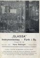Alte Werbekarte der Firma Glassa Instrumentenbau, ca. 1930