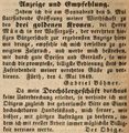Zeitungsannonce des Wirts <!--LINK'" 0:6--> G. Böhner, Mai 1849