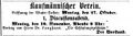 Anzeige Kaufmännischer Verein, Fürther Tagblatt vom 25. Oktober 1873