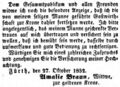 Zeitungsanzeige der Wirtin A. Braun <!--LINK'" 0:36-->, Oktober 1852