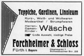Anzeige Forchheimer &amp; Schloss, Nürnberg-Fürther Israelitisches Gemeindeblatt 1. Juli 1930
