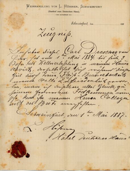 Datei:Carl Drescher Zeugnis 1887.jpg