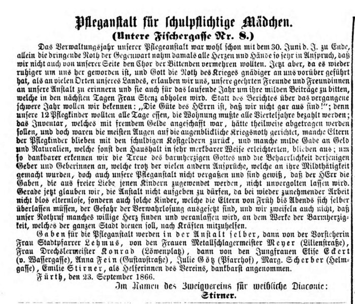 Datei:Pflegeanstalt für schulpflichtige Mädchen Ftgbl 26.09.1866.jpg