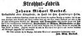 Werbeanzeige des Malers und Strohhutfabrikanten , März 1852