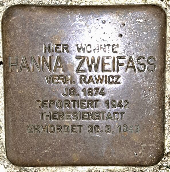 Datei:Stolpersteine Hanna Rawicz.jpg