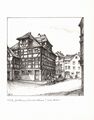 Die alte Gaststätte <i>Zum Tannenbaum</i>, gezeichnet von Heinrich Kuchenreuther, erstellt um 1990