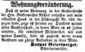 Zeitungsanzeige des Schreinermeisters Kaspar Geiersperger, dass er das Haus gekauft hat, August 1853