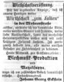 Wirtschaftseröffnung zum Falken, Fürther Tagblatt 31. August 1864