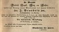 Veröffentlichung der Belobigung, die <a class="mw-selflink selflink">Isaak Brandeis</a> von König Friedrich August von Sachsen für seine Leistungen erhalten hat, August 1850