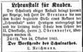 Oberndorfer übernimmt Schulleitung nach H. Brentano Fürther Tagblatt 31.10 1865