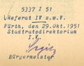 Originalunterschrift Hans Segitz von 1951
