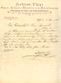 Historischer Geschäftsbrief der Fa. Julius Tipp von 1897