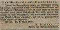Zeitungsannonce des berühmten Kunst- und Antiquitätenhändlers , Mai 1841