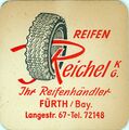 Werbe-Bierdeckel vom Reifenhändler Reichel aus der Oststadt, um 1960