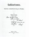 persönliche Widmung Rudolf Diesels für Berthold Bing in Buch „Solidarismus", Dezember 1903