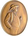 Konrad Mannert (1883-1944), Selbstbildnis auf einseitiger, hochovaler Bronzeplakette 1936.  55,5 x 85 mm