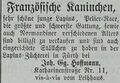 Kaninchenzucht von Johann Georg Hoffmann in der Katharinenstraße, März 1874