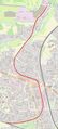 OpenStreetMap-Karte mit markiertem Verlauf der <a class="mw-selflink selflink">Flugplatzbahn</a>
