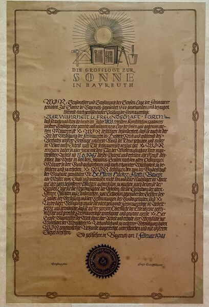 Datei:Stiftungsurkunde WuF Wiedereröffnung 1948.jpg