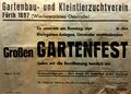 Aushang Einladung Gartenfest des GBV Fürth 1897. Noch mit Namenszusatz "Wiederergärten", 1960er Jahre