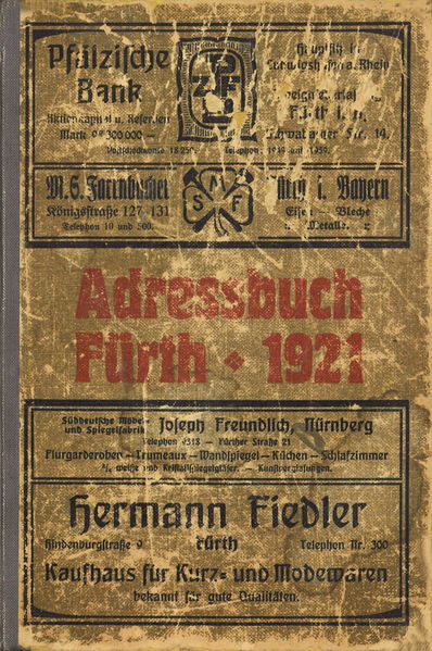 Datei:Adressbuch Fürth 1921 (Buch).jpg