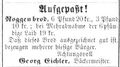 Anzeige Bäcker Eichler, Fürther Tagblatt 19.3.1870