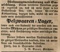 Zeitungsanzeige des Kürschners <a class="mw-selflink selflink">Johann Nepomuk Baur</a>, September 1848