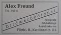 Werbeanzeige der Firma Alex Freund Bildwerbedienst, 1949