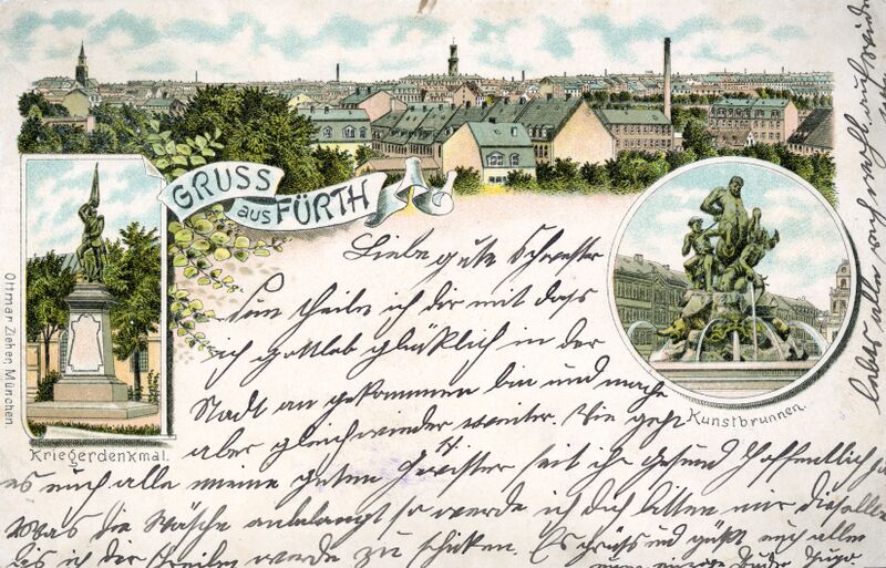 Datei:AK Gruß aus Fürth gel 26 Juli 1910.jpg