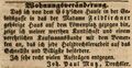 Der Drechsler Joh. Paul Mutz zieht in das "der Madame Feldkirchner gehörige Haus auf dem <a class="mw-selflink selflink">Löwenplatz</a>", November 1850