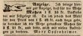 Anzeige Marx Oppenheimer, Fürther Tagblatt 8.3.1845