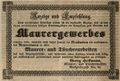 Zeitungsannonce des Maurer- und Tünchermeisters <!--LINK'" 0:15-->, Oktober 1845