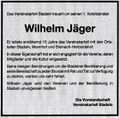 Traueranzeige vom <!--LINK'" 0:18--> für <a class="mw-selflink selflink">Wilhelm Jäger</a> Nov. <!--LINK'" 0:19-->
