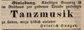 Zeitungsannonce von Heinrich Hunger, Wirt <!--LINK'" 0:17-->, Februar 1844