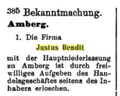 Geschäftsaufgabe Amberg, Bayerische Handelszeitung - 17. April 1897, S. 251