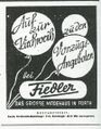 Werbung zur <!--LINK'" 0:18--> 1950 vom <a class="mw-selflink selflink">Modehaus Fiedler</a>