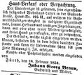 Verkaufs-/Verpachtungsanzeige, Februar 1854